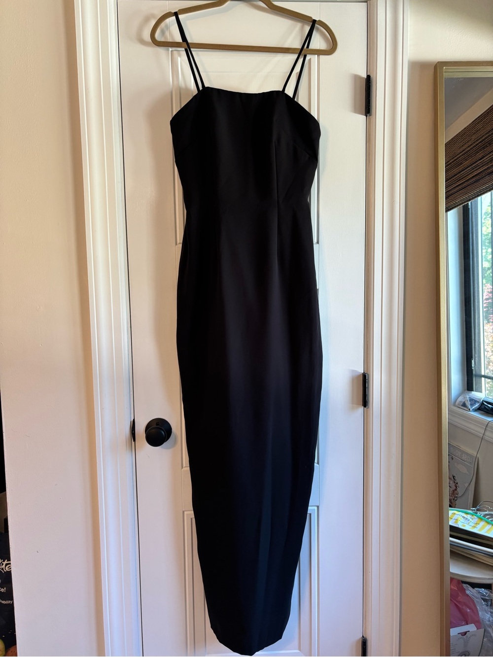 Wtoo Black Maxi Slip Dress with Spaghetti Straps